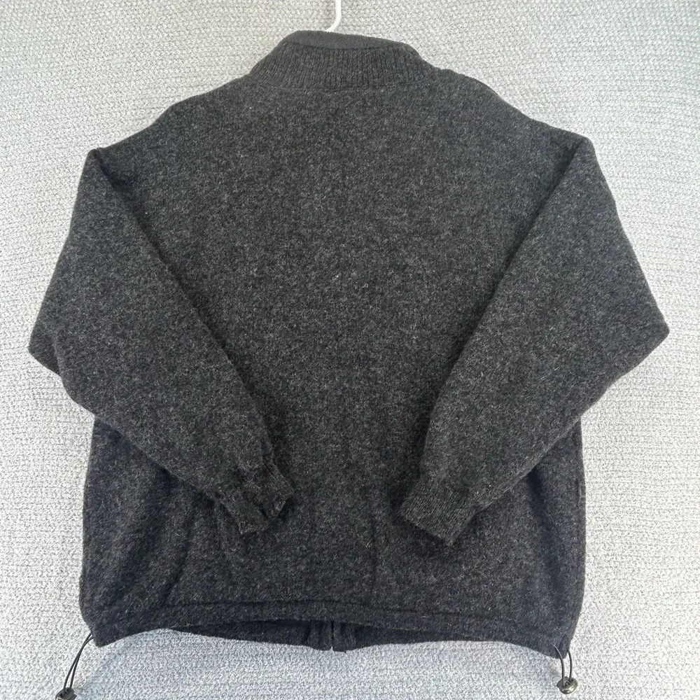 Aran Woollen Mills Full Zip Sweater Mens Large Gray Pure New Wool Cable Knit